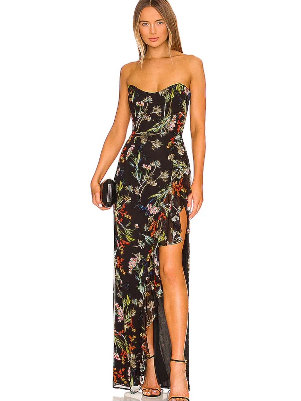 NWOT Katie May Baby Cakes Gown in Black Floral